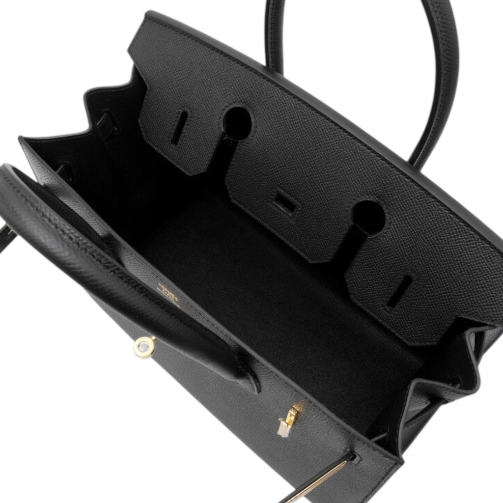 Hermes Birkin Handbag Black Togo with Gold Hardware 30 U Stamp