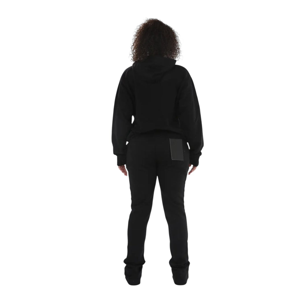 Dapidorae Black Stacked Flare Sweatsuit