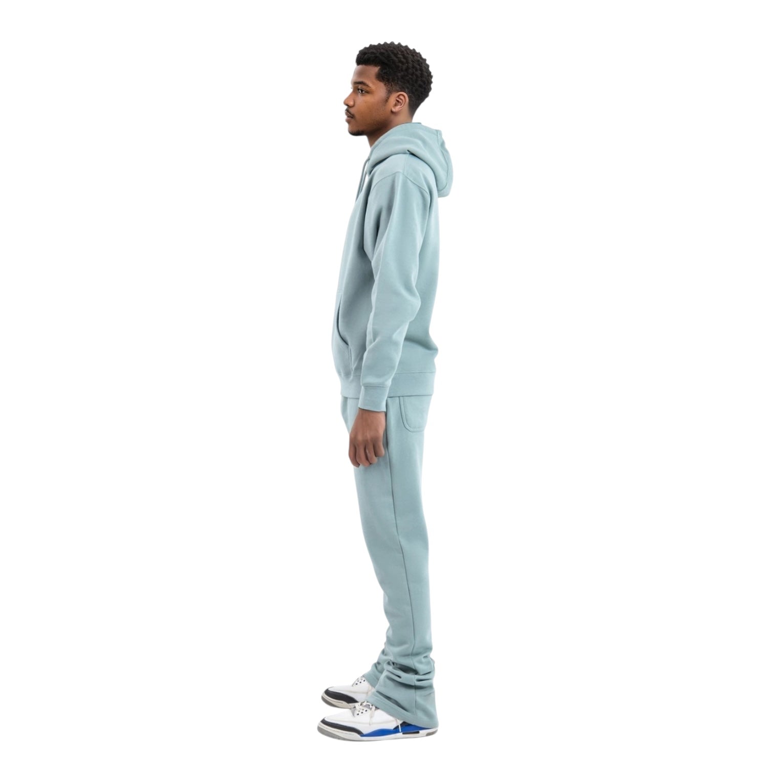 Dapidorae Teal Stacked Flare Sweatsuit