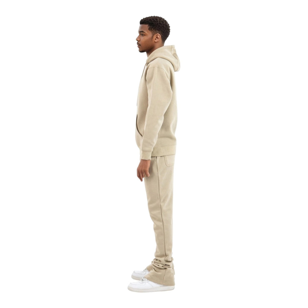 Dapidorae Khaki Stacked Flare Sweatsuit