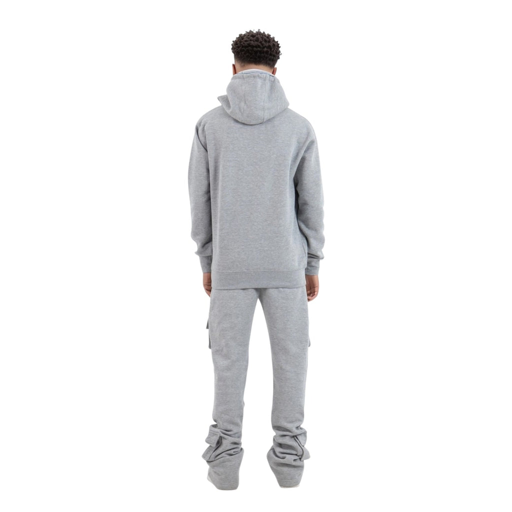 Dapidorae Gray 6 Pocket Stacked Flare Sweatsuit