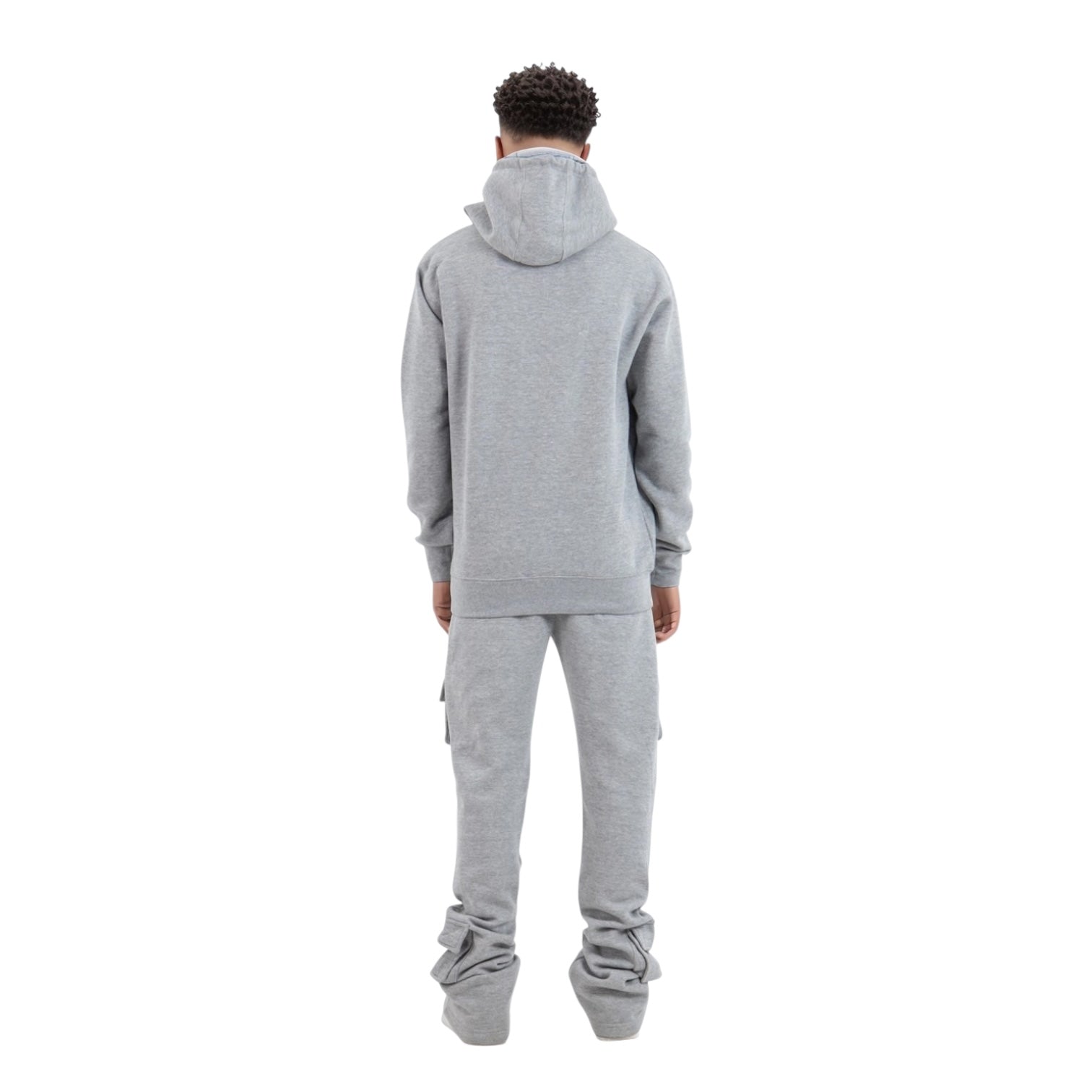 Dapidorae Gray 6 Pocket Stacked Flare Sweatsuit
