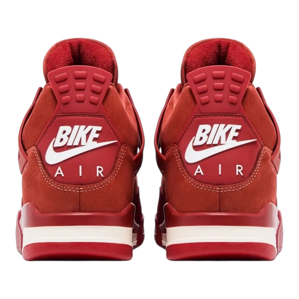 Red sneakers with 'BIKE AIR' text on a white background
