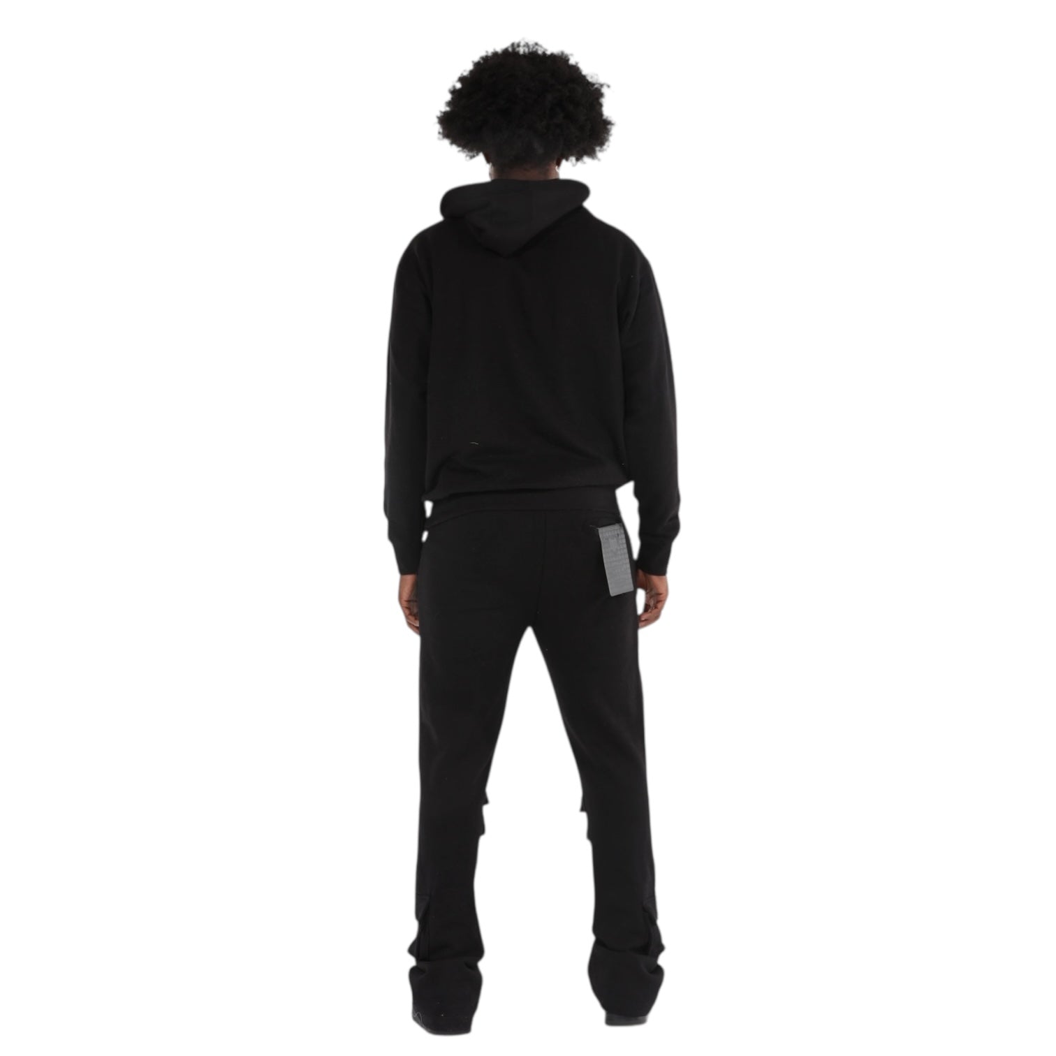 Dapidorae 6 Pocket Black Stacked Flare Sweatsuit