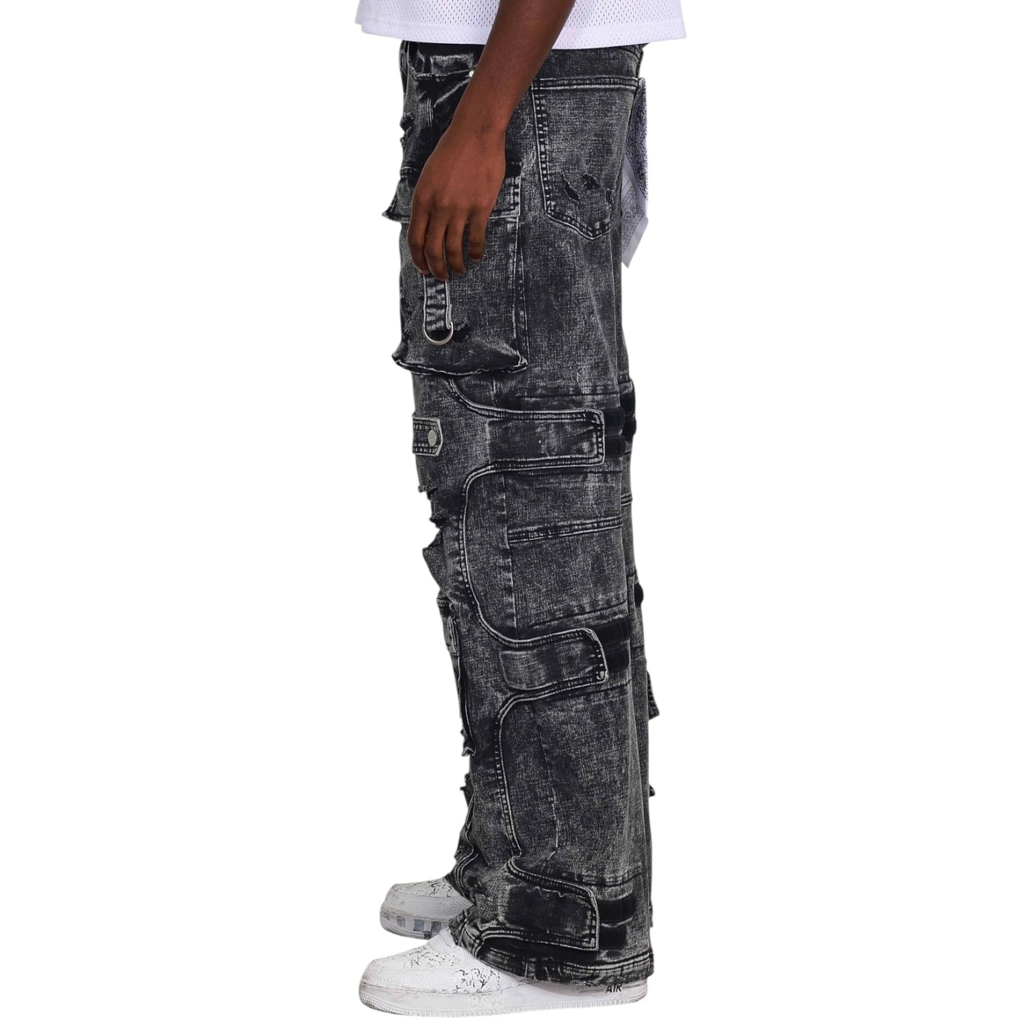 Dapidorae Washed Multi Cargo Denim Y2K Pants