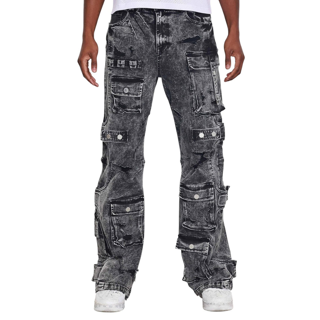 Dapidorae Washed Multi Cargo Denim Y2K Pants